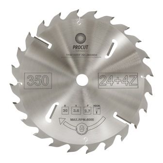 Пила для многопильного станка 350x30x3.6/2.5 Z=24 (+4) PROCUT 791.3503024