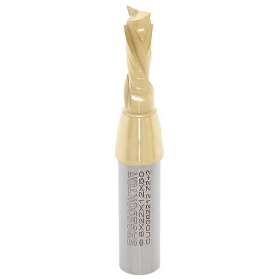 Фреза концевая компрессионная нестинг SAGEDOKTOR D8 L22 S12 SL50 Z=2+2 HW CUD082212 Z2+2 (L1-50 мм, L2-22 мм, D1-8 мм, D2-12 мм)