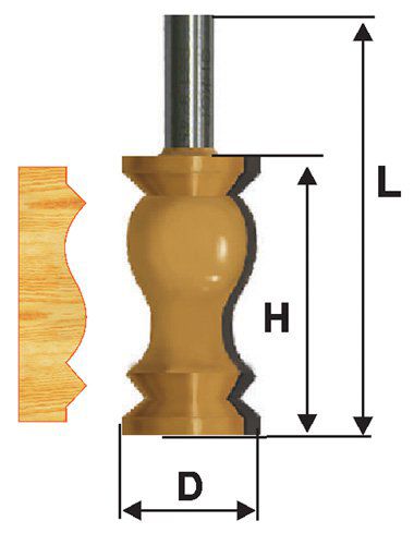 Фреза кромочная фигурная Ф31,8Х57 мм, хвостовик 12 мм Энкор 46421 (L1-95 мм, L2-57.2 мм, D1-31.8 мм, D2- мм)
