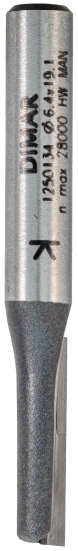 Фреза Dimar 1250133 пазовая однозубая D6,3x19,1 L51 Z1 хвостовик 6 (L1-51 мм, L2-19.1 мм, D1-6.3 мм, D2-6 мм)