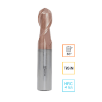 Концевая сферическая фреза 4 зуба, HRC 55, TiSiN 4х8х50 R2 RODMIX 7040080502