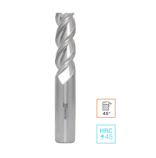 Концевая фреза с плоским торцом для алюминиевых сплавов, 3 зуба, HRC 45 16х45х100 RODMIX 9160451003 (L1-100 мм, L2-45 мм, D1-16 мм, D2-16 мм)