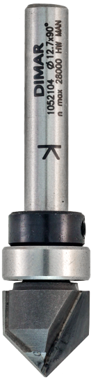 Фреза Dimar 1052103 V паз 45° гр. по шаблону D12,7x12,7 L52 Z хвостовик 6 (L1-52 мм, L2-12.7 мм, D1-12.7 мм, D2-6 мм)