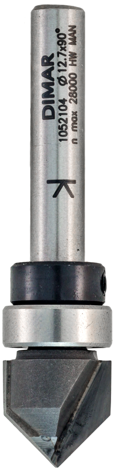 Фреза Dimar 1052103 V паз 45° гр. по шаблону D12,7x12,7 L52 Z хвостовик 6