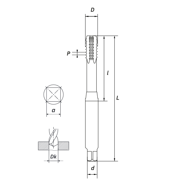 Метчик машинный M14х2,0 (HSS-E + TIN),ISO, 6H,R, шахматный RODMIX 1608140200