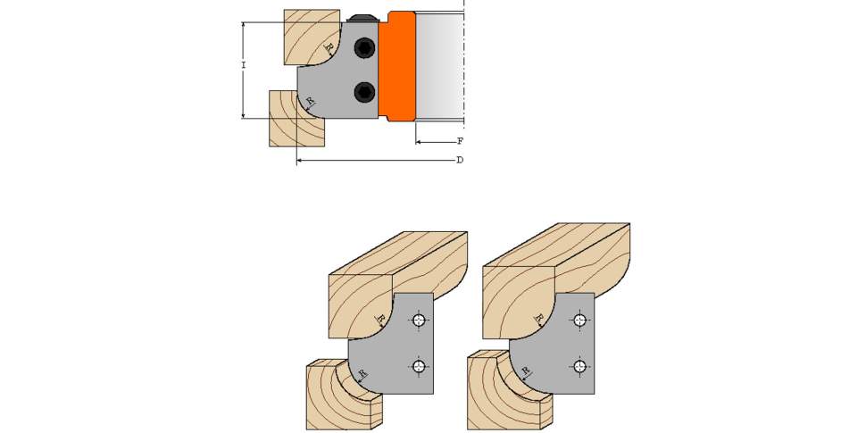 СМТ Фреза внутр., внешн. радиус R10 F=35 D=132 насадная (алюм.) смен.ножи HM (кейс) 694.007.35 (L1- мм, L2-34.8 мм, D1-121 мм, D2- мм)