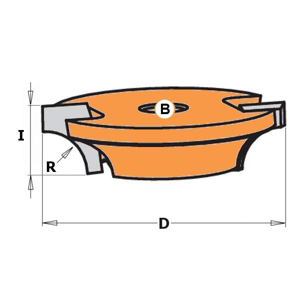 СМТ Фреза пазовая (диск) радиусная R8 Z2 D=44x12,7 F=8 для 955.806.11 822.022.11 (L1- мм, L2-12.7 мм, D1-44 мм, D2- мм)