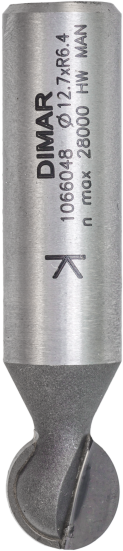 Фреза Dimar 1066049 шар, сфера R6,35 D12,7x L58 Z2 хвостовик 12 (L1-58 мм, L2- мм, D1-12.7 мм, D2-12 мм)