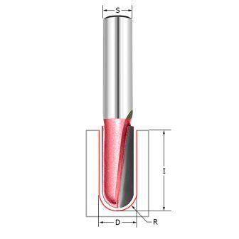 Фреза пазовая круглый нос (пальчиковая) R=3 S=8 D=6x12,7 PROCUT 204828P (L1-50 мм, L2-12.7 мм, D1-6 мм, D2-8 мм)