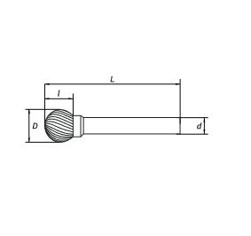 Борфреза сферическая D 25х21 M06 двойная насечка RODMIX 2425210602 (L1- мм, L2-21 мм, D1-25 мм, D2-6 мм)
