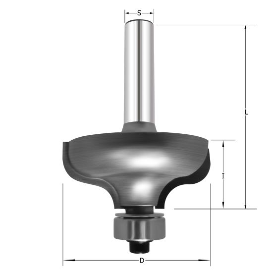 Фреза профильная "Гусёк" R6.35 D=38x16x57 S=8 PROCUT 602.223816 (L1-57 мм, L2-16 мм, D1-38 мм, D2-8 мм)