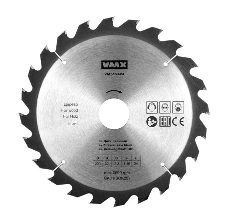 Диск пильный ф200х32 z24    дерево Энкор 512424
