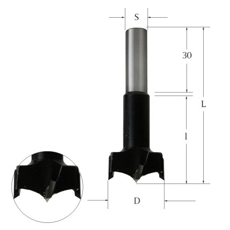 Сверло присадочное для ЛДСП чашечное 20х70х10 правое Woodwork 369.200.R
