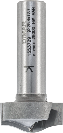 Фреза Dimar 1553729 антиперелив врезная волна D25,4x12,7 L54, хвостовик 12 (L1-54 мм, L2-12.7 мм, D1-25.4 мм, D2-12 мм)