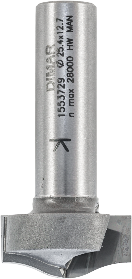 Фреза Dimar 1553729 антиперелив врезная волна D25,4x12,7 L54, хвостовик 12