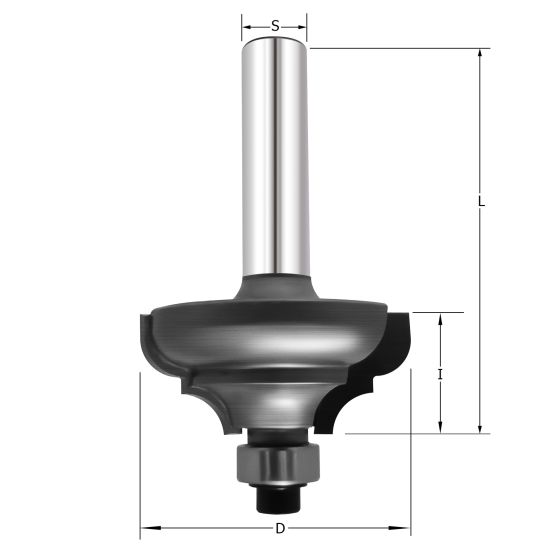 Фреза профильная "Классический гусёк" R4.8 D=31.8x14.3x57.5 S=8 PROCUT 602.243114 (L1-57.5 мм, L2-14.3 мм, D1-31.8 мм, D2-8 мм)