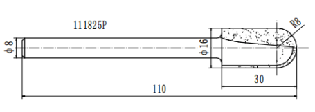 Фреза пазовая круглый нос (пальчиковая) R=8 D=16xH30x110 S=8 PROCUT 111825P (L1-110 мм, L2-30 мм, D1-16 мм, D2-8 мм)