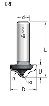 Фреза WPW RRC2705 псевдофиленка волна и галтель R6 D27 B12 хвостовик 8 (L1-52 мм, L2-12 мм, D1-27 мм, D2-8 мм)