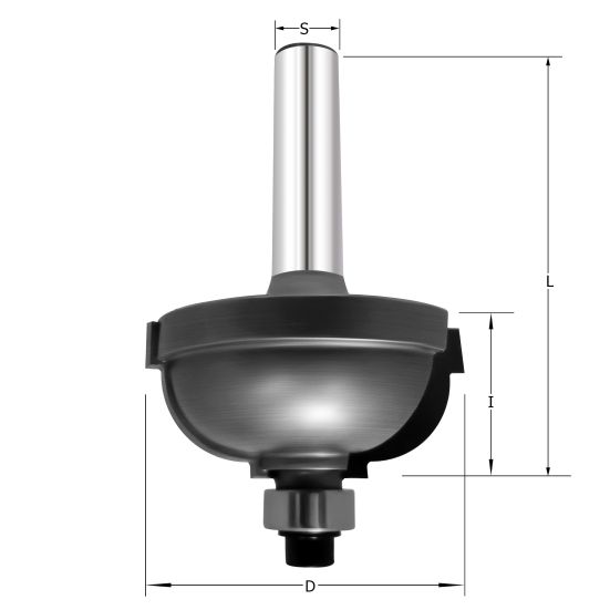 Фреза "Внутреннее скругление c полками" R=9.5 D=35x16.5x59 S=8 PROCUT 602.263516 (L1-59 мм, L2-16.5 мм, D1-35 мм, D2-8 мм)