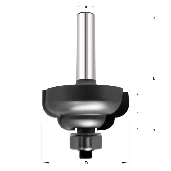 Фреза профильная "Двойное внутреннее скругление" D=35x16x57 S=8 PROCUT 602.273516 (L1-57 мм, L2-16 мм, D1-35 мм, D2-8 мм)