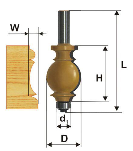 Фреза кромочная фигурная Ф25,4Х34,9 мм, хвостовик 12 мм Энкор 46409 (L1-86 мм, L2-34.9 мм, D1-25.4 мм, D2- мм)