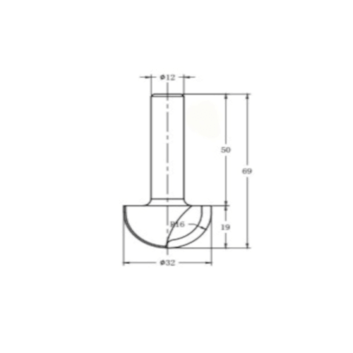 Фреза алмазная "Галтель" TD-051 R=16 D=32x19x69 S=12 Rotis 513212.01