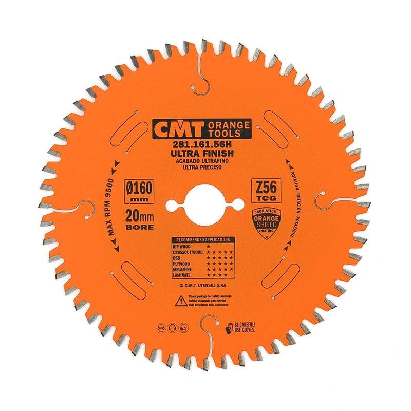 Диск пильный для МДФ и ДСП 160х2,2/1,6х20 Z=56 TCG -3°NEG CMT 281.161.56H