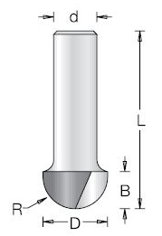 Фреза Dimar 1060379 галтель R19,1 D38,1x32 L70 хвостовик 12 (L1-70 мм, L2-32 мм, D1-38.1 мм, D2-12 мм)