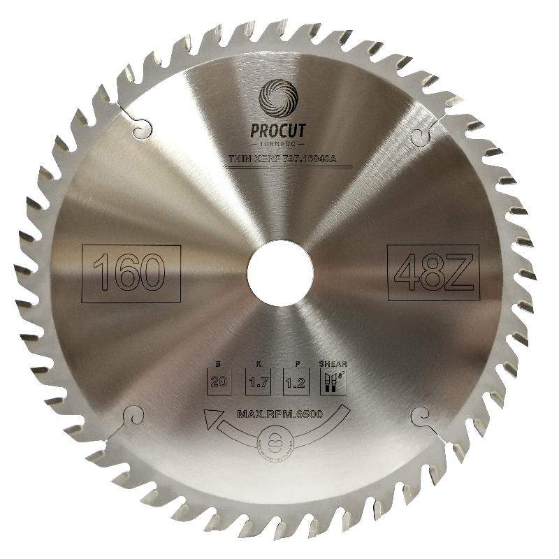 Пила ультратонкая для продольного и поперечного реза 165x20x1.7/1.2 Z=48 PROCUT 797.1652048A