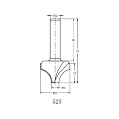 Фреза алмазная "Скругление" TD-113 R= D=35x23x76 S=12 Rotis 113512.01
