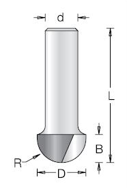 Фреза Dimar 1060409 галтель R25,4 D50,8x32 L70 хвостовик 12 (L1-70 мм, L2-32 мм, D1-50.8 мм, D2-12 мм)