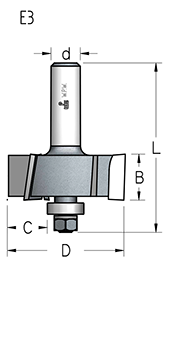 Фреза WPW E4S3502 четверть 6,5-12,7 мм для твердых материалов Z4 D35 B24 хвостовик 12 (L1-79 мм, L2-24 мм, D1-35 мм, D2-12 мм)
