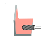 Борфреза сфероцилиндрическая C 12х25 M06L180  насечка по алюминию, удлиненная RODMIX 2312250810