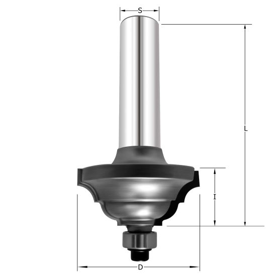 Фреза профильная "S образное скругление" D=35x16x69.5 S=12 PROCUT 602.353816 (L1-69.5 мм, L2-16 мм, D1-35 мм, D2-12 мм)