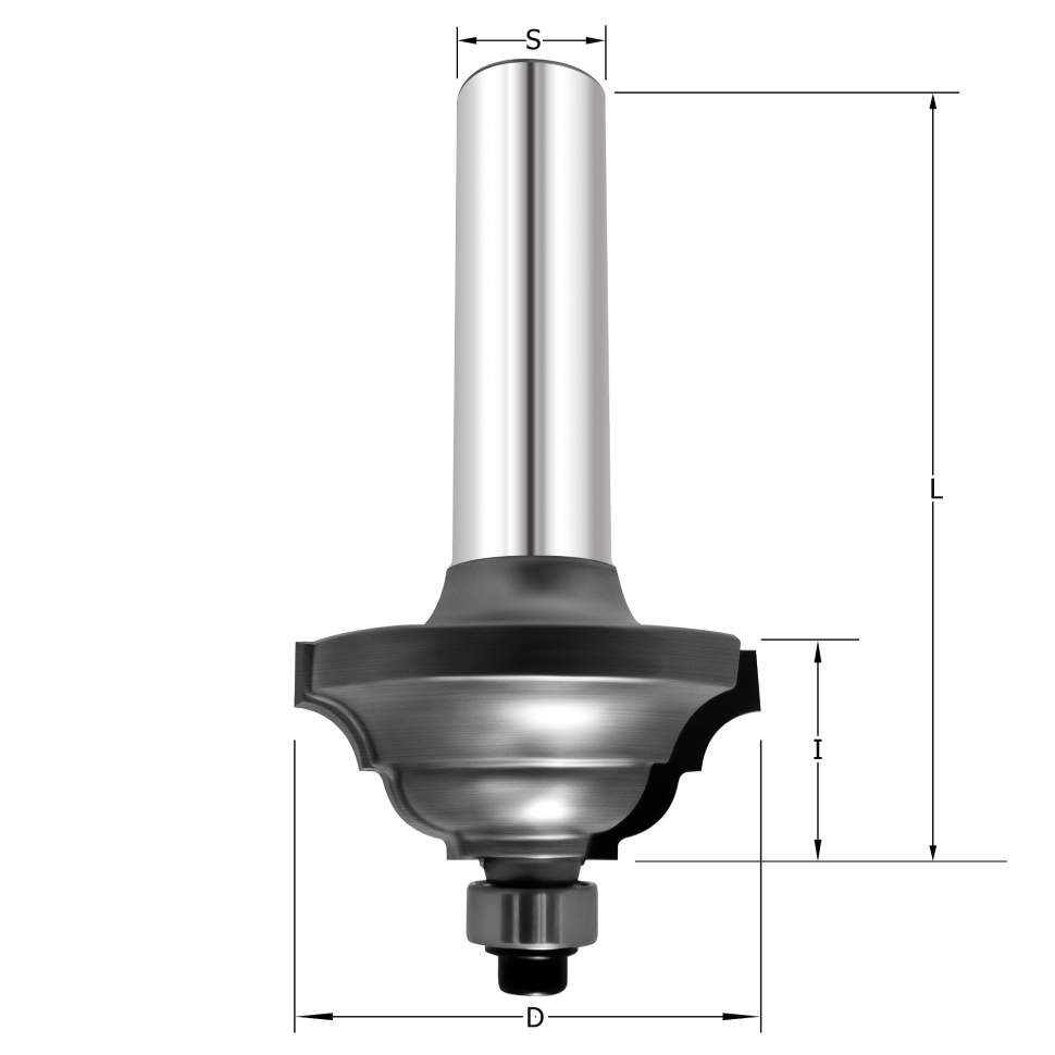 Фреза профильная "S образное скругление" D=35x16x69.5 S=12 PROCUT 602.353816 (L1-69.5 мм, L2-16 мм, D1-35 мм, D2-12 мм)