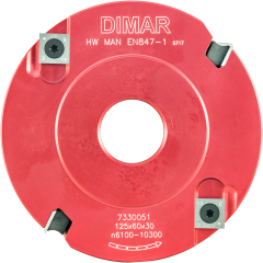 Фреза насадная Dimar 7330051 четвертные чистый рез четверть 60x27мм D125 aluminum Z2+4 корпус алюминий сменные ножи посадка 30