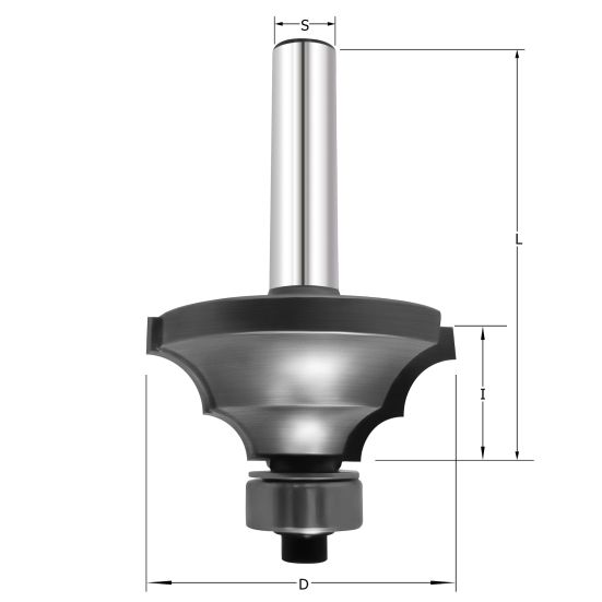 Фреза профильная "Двойное скругление 2" D=35x16x54 S=8 PROCUT 603.213516 (L1-54 мм, L2-16 мм, D1-35 мм, D2-8 мм)