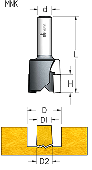 Фреза WPW MNK1302 для конических пробок D12-13 x16 L72 хвостовик 12 (L1-72 мм, L2- мм, D1- мм, D2-12 мм)