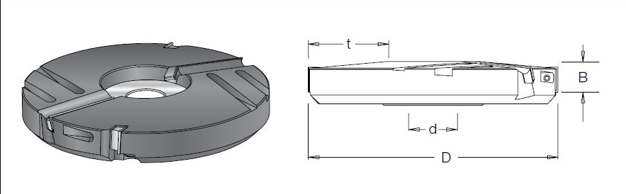 Фреза насадная Dimar 7510101 филенка прямая 58 мм D200x25x58 Z2+2 сменные ножи посадка 30