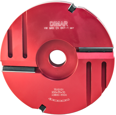 Фреза насадная Dimar 7510101 филенка прямая 58 мм D200x25x58 Z2+2 сменные ножи посадка 30 (L1- мм, L2-25 мм, D1-200 мм, D2-30 мм)