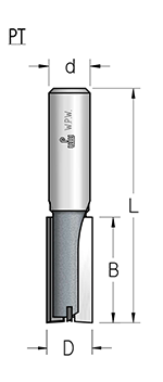 Фреза WPW PT41205 пазовая врезная  D12 B25 Z2+1 усиленный сплав, хвостовик 8