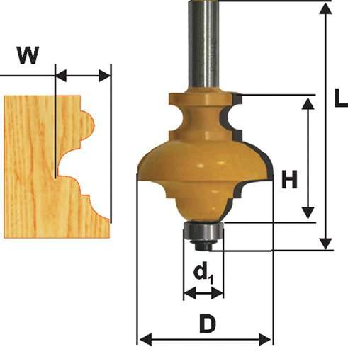 Фреза кромочная фигурная мультипрофиль хв.12мм Энкор 46406