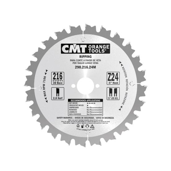 Диск пильный 216x30x2,8/1,8 -5° 15° ATB Z=24 CMT 290.216.24M
