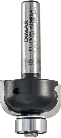 Фреза Dimar E1123055 DTECH фаска галтель R6,35 сменные ножи D26x12,7 L54,5 подшипник, хвостовик 8 (L1-54.5 мм, L2-12.7 мм, D1-26 мм, D2-8 мм)