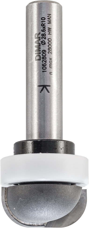 Фреза Dimar 1062809 радиус внутренний плинтус, мойка D28,6x12,7 L73 подшипник пластик, хвостовик 12