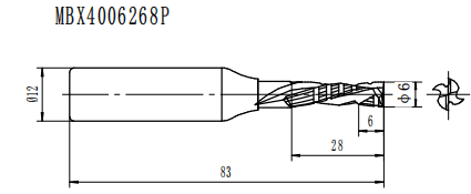 Фреза пазовая компрессионная усиленная "Х2" Z=2 D=6x28x82 S=12 PROCUT MBX4006268P