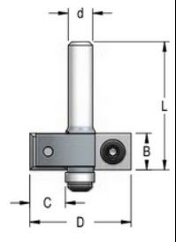 Фреза WPW EM21272 четверть 12,7 мм сменные ножи D35 B12 Z2 хвостовик 12 (L1-59 мм, L2-12 мм, D1-35 мм, D2-12 мм)