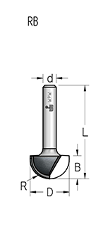 Фреза WPW RB10003 галтель R4,8 D9,5 B6 хвостовик 6 (L1-38 мм, L2-6 мм, D1-9.5 мм, D2-6 мм)