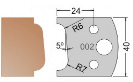 Нож Dimar 3300240 МУЛЬТИСИСТЕМА HSS столешница R6;7 40x20x4