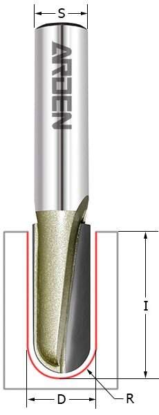 Фреза пазовая круглый нос (пальчиковая) R=1,6 S=8 D=3,2x9,5 ARDEN 204801